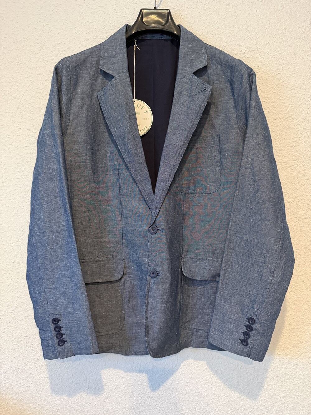 New with Tags Blue Chambray Criquet Men’s Size Large Preppy Cotton Blazer